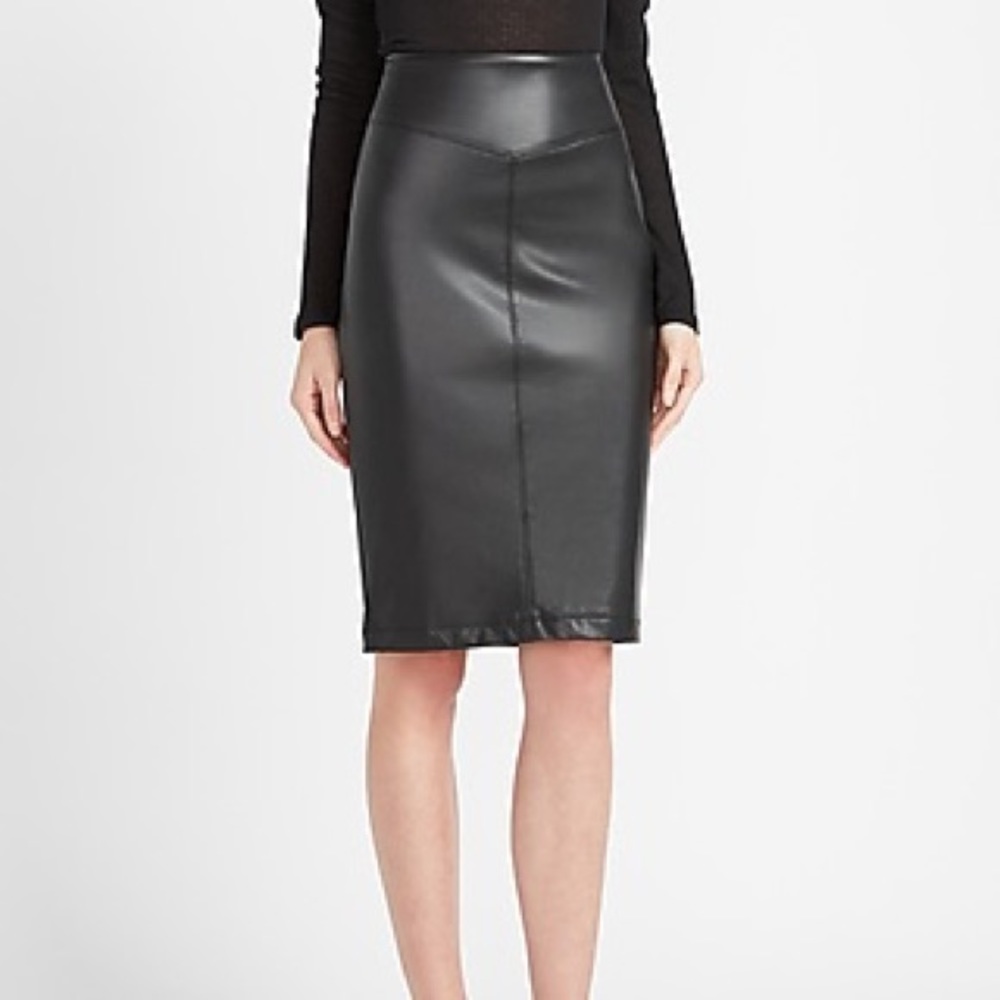 Express Pencil Skirt Faux Leather Sz 2